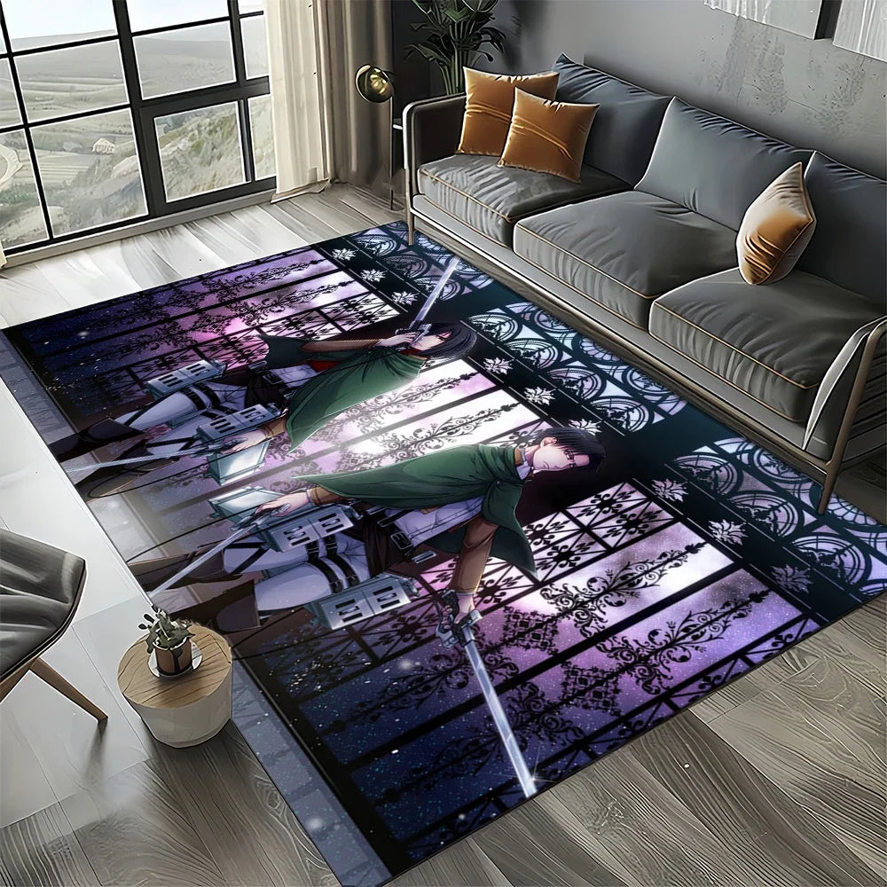 2025 Attack on Titan Eren Anime Cartoon Carpet Rug for Bedroom Living Room Home Sofa Decoration,kids Play Decor Floor Mat Gift