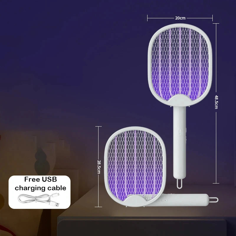 Foldable Electric Mosquito Killer USB Rechargeable Fly Trap Mosquito Swatter Racket Insect Killer With UV Light Bug Zapper 3500V
