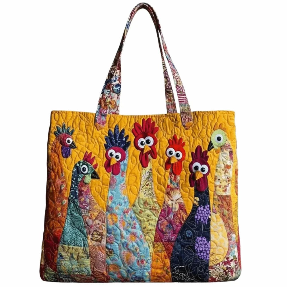 Trendy Vintage Quilted Tote Bag 3D Printed Patterns Large Capacity Travel Handbag Cotton Lightweight Canvas Bag Women Accessory
