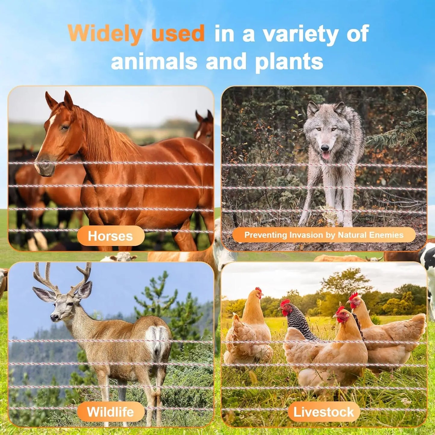 32KM Solar  Electric Fence 9.5KV Electric Shepherd with Battery Controller for Horses 0.5J for Breeding Shephed for Farm Grazing