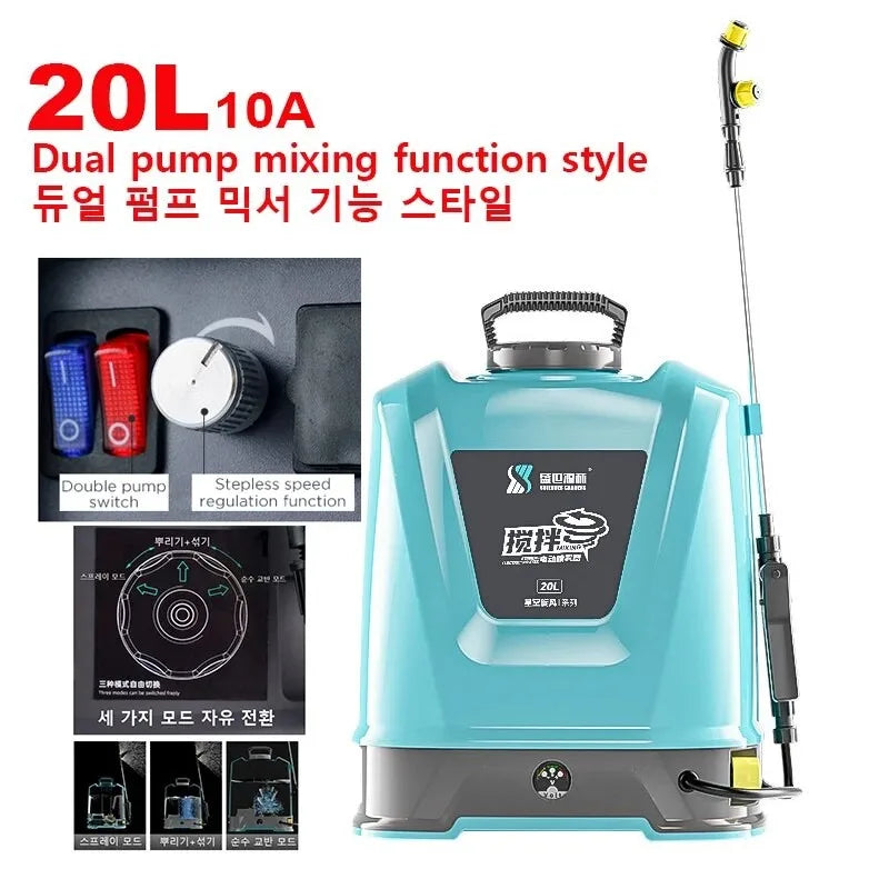 DIVEDEER 8L-10L New Garden Electric Sprayer Double Pump Hybrid Sprayer Household Agricultural Backpack High Pressure Sprayer