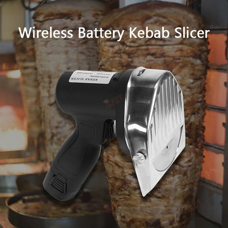 GZZT Cordless Meat Slicer Battery-Charged Handheld Roast Meat Cutter | Shawarma and Doner Slicing Knife Efficient Cutting Tool
