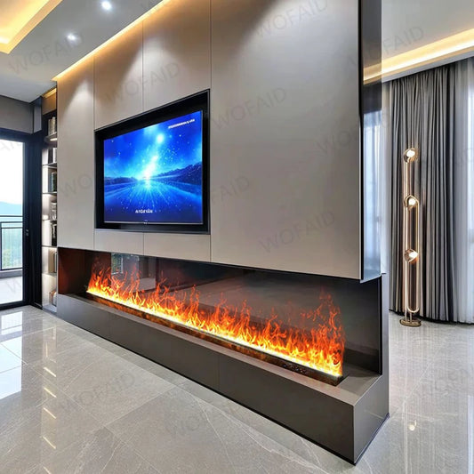 5 Year Warranty Automizing 5d Simulation Flame Vapor Mist Electric Fireplace Water Steam Remote Control Eco-Friendly Humidifier