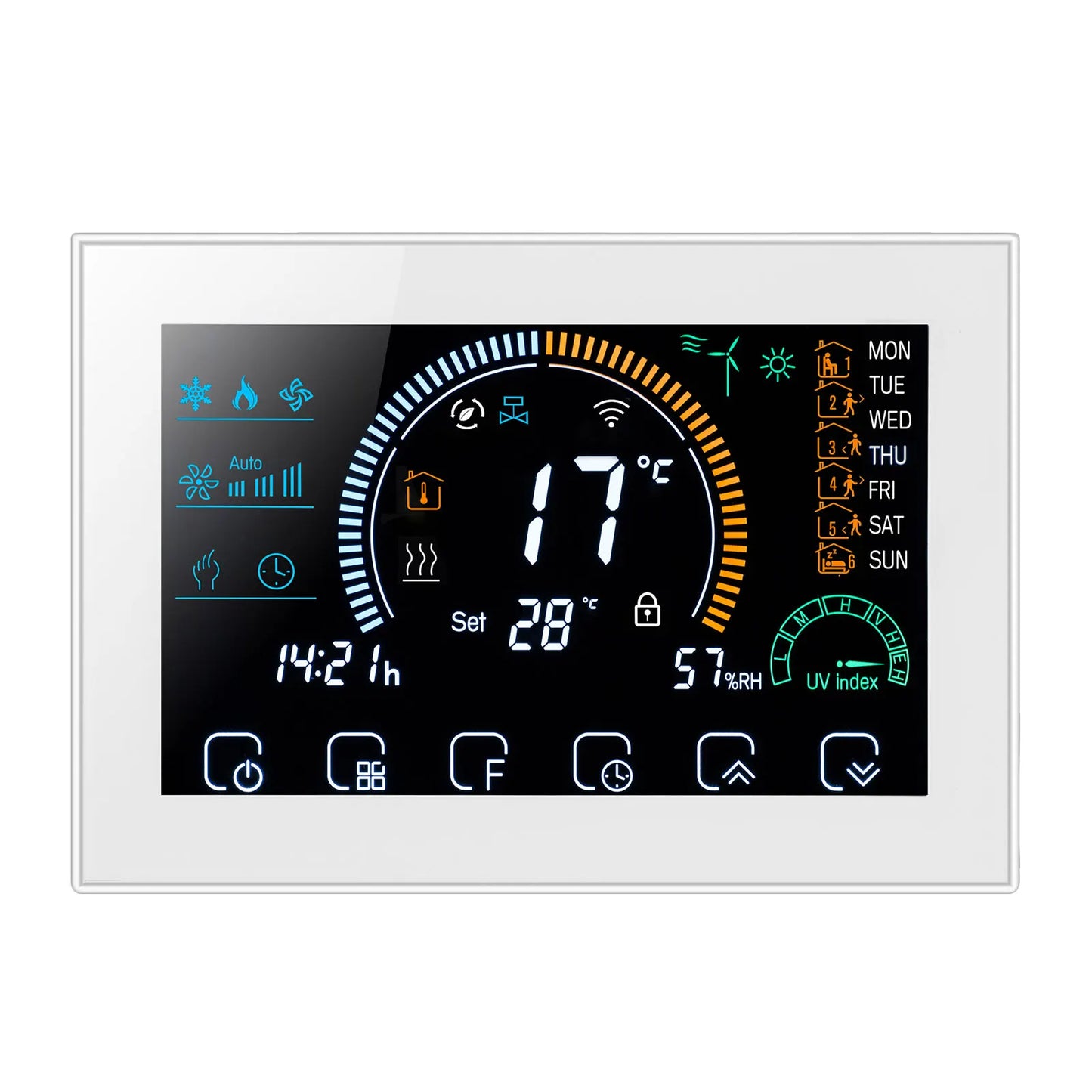 Programmable Thermostat 24V/220V WIFI RS485 Modbus RTU for 2/4-Way Valve Heat Cool Air Conditioning HVAC System Control