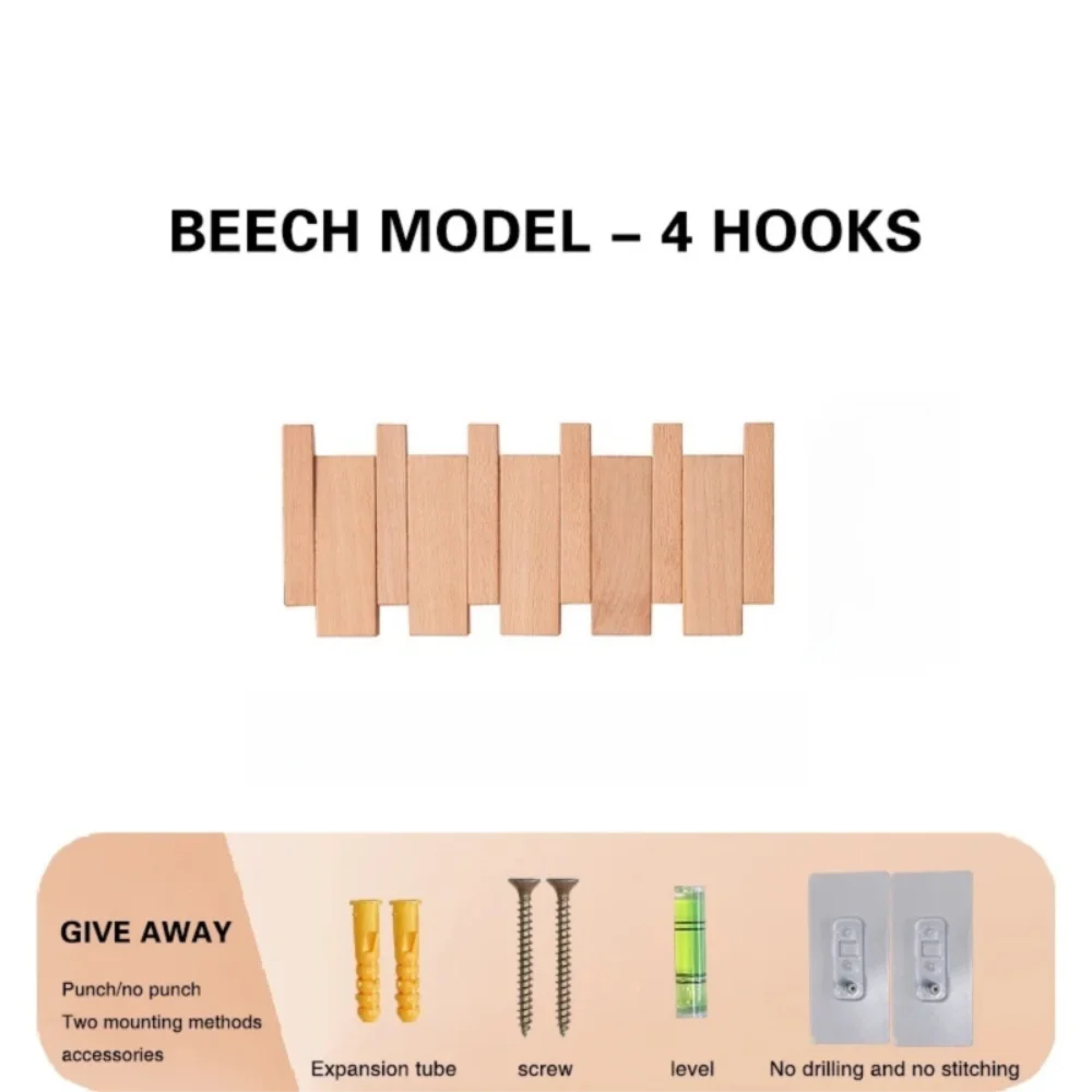 New Wall Mounted Wood Coat Racks with 8 Hooks Art Entry Door Porch Hanging Hook Piano Key Shaped Clothes Hook Home Decor