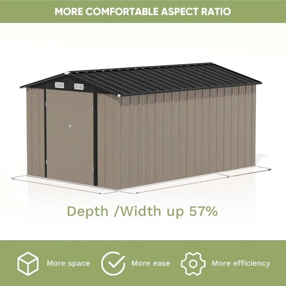 8 X 12 FT Metal Storage Shed for Outdoor, Steel Yard Shed with Design of Lockable Doors, Utility and Tool Storage for Garden
