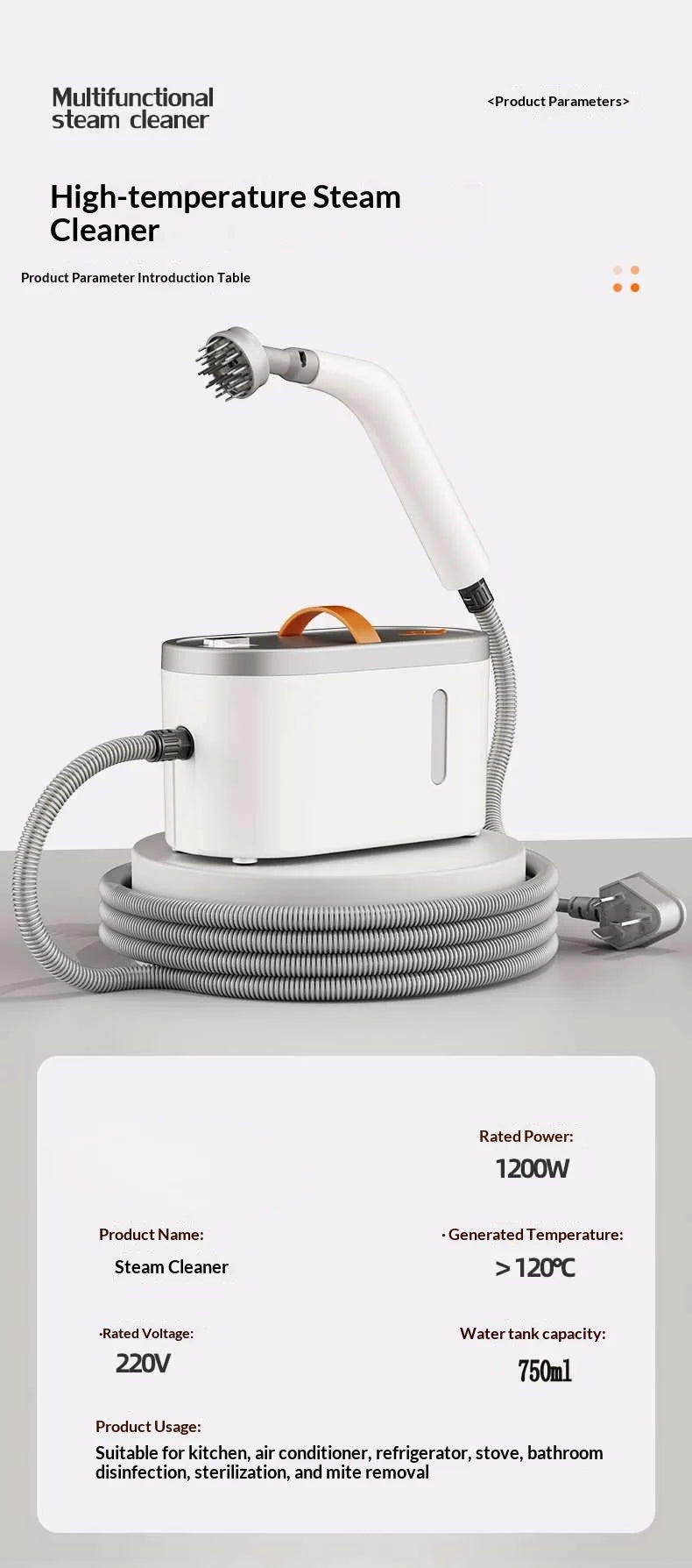 New Handheld High Temperature Steam Cleaner Kitchen Hood Cleaner for Deep Cleaning and Sanitising Electric Steam Cleaner