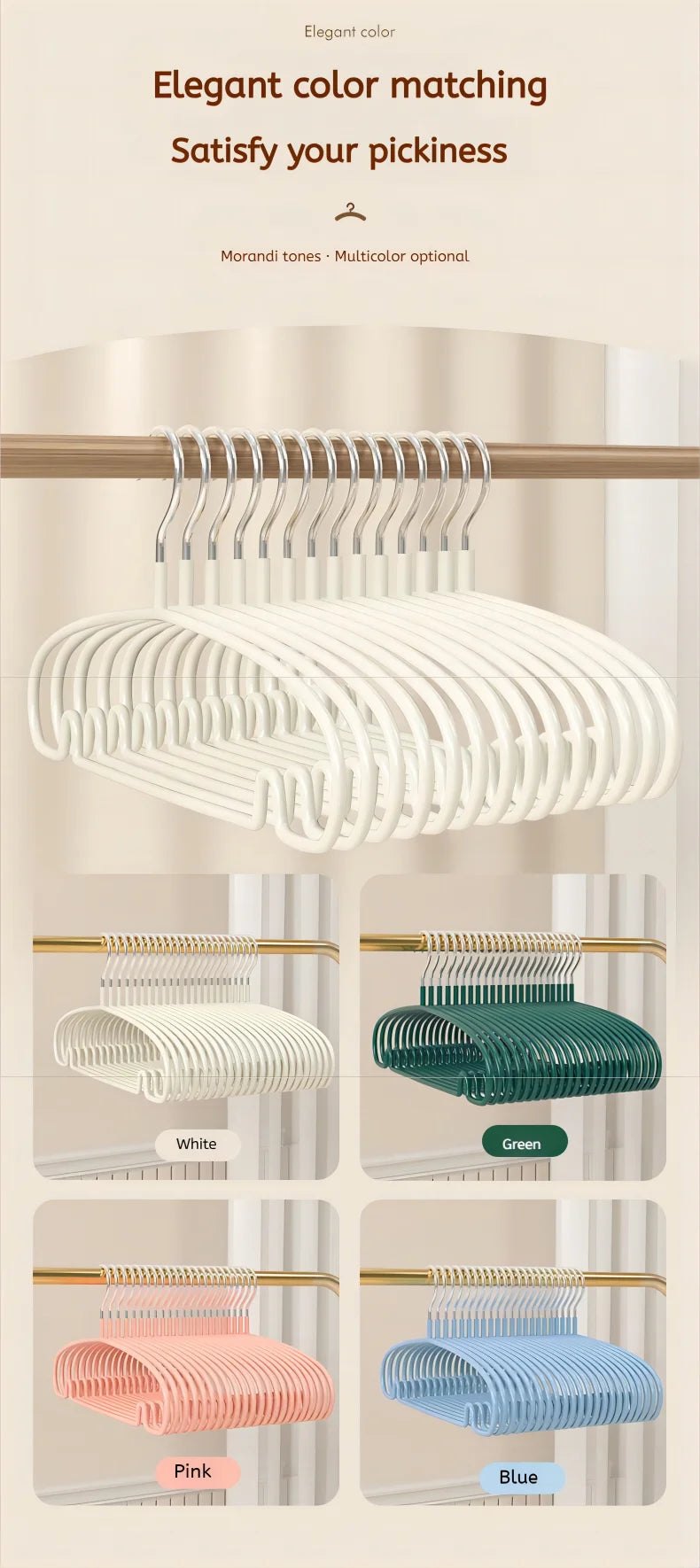 10PCS Simple Clothes Hanger Non Slip Dormitory Household Clothes Hanging to Prevent Clothes Deformation Clothes Storage