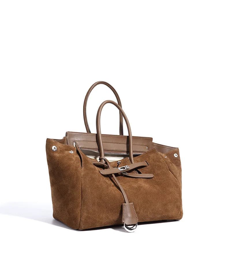 Early Autumn Retro Suede Tote Bag Women's New Versatile Single oulder Bag Commuter Bag Handbag for Outdoor Use