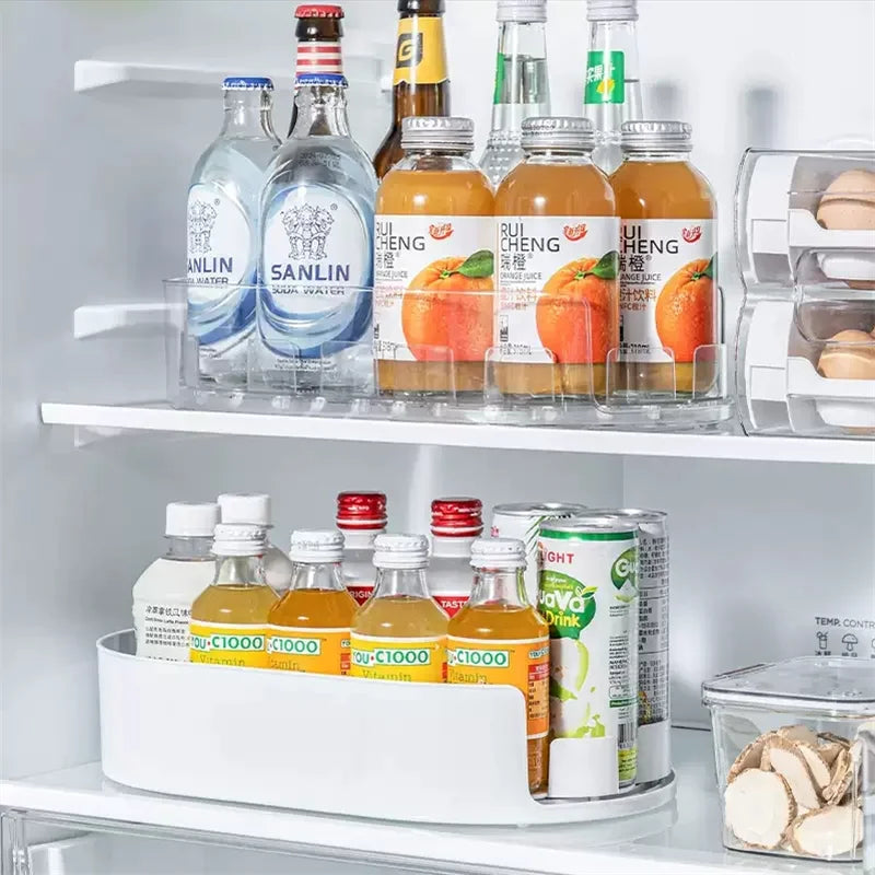 360° Turntable Refrigerator Organizer and Storage Tray for Fridge Rectangular Fridge Organizer Beverage Cans Bins Spice Rack