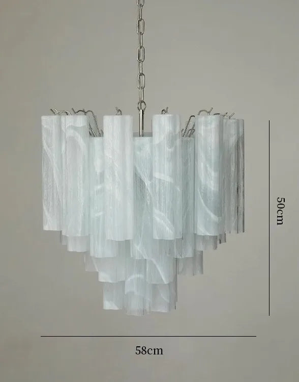 Art Deco Stained Glass Tube Chandelier – Luxury Ceiling Pendant Light Elegant lighting fixture perfect for kitchen islands, dining rooms, or any upscale interior space. Adds a touch of sophistication and style.