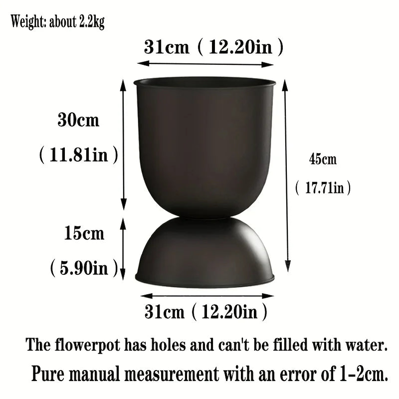 Iron Art Garden Planter for Villas & Outdoor Spaces Rust-resistant, uniquely shaped design with a sleek black finish. Floor-standing and versatile 2-way style for flexible display.