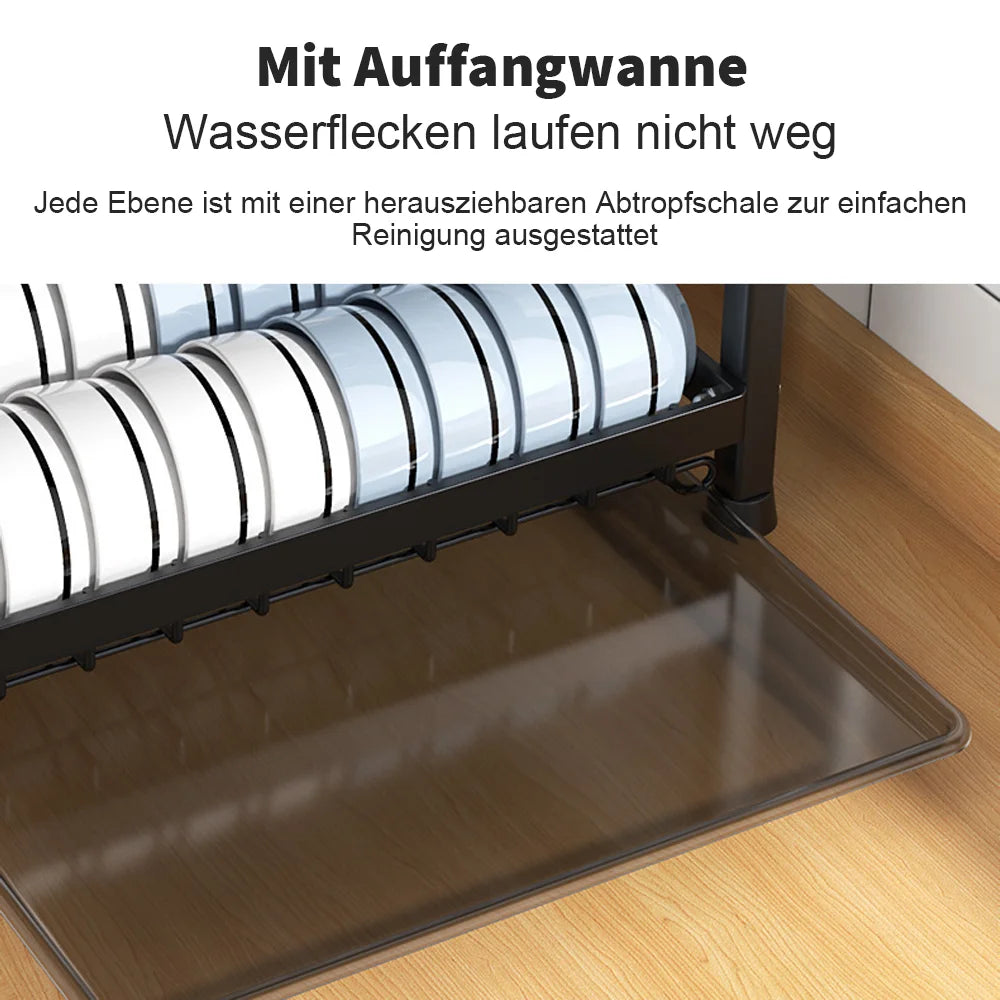 Dish Drying Rack 2/3-Tier Kitchen Dish Rack Drainboard Set Dish Drainer with Utensil Holder Countertop Dinnerware Storage