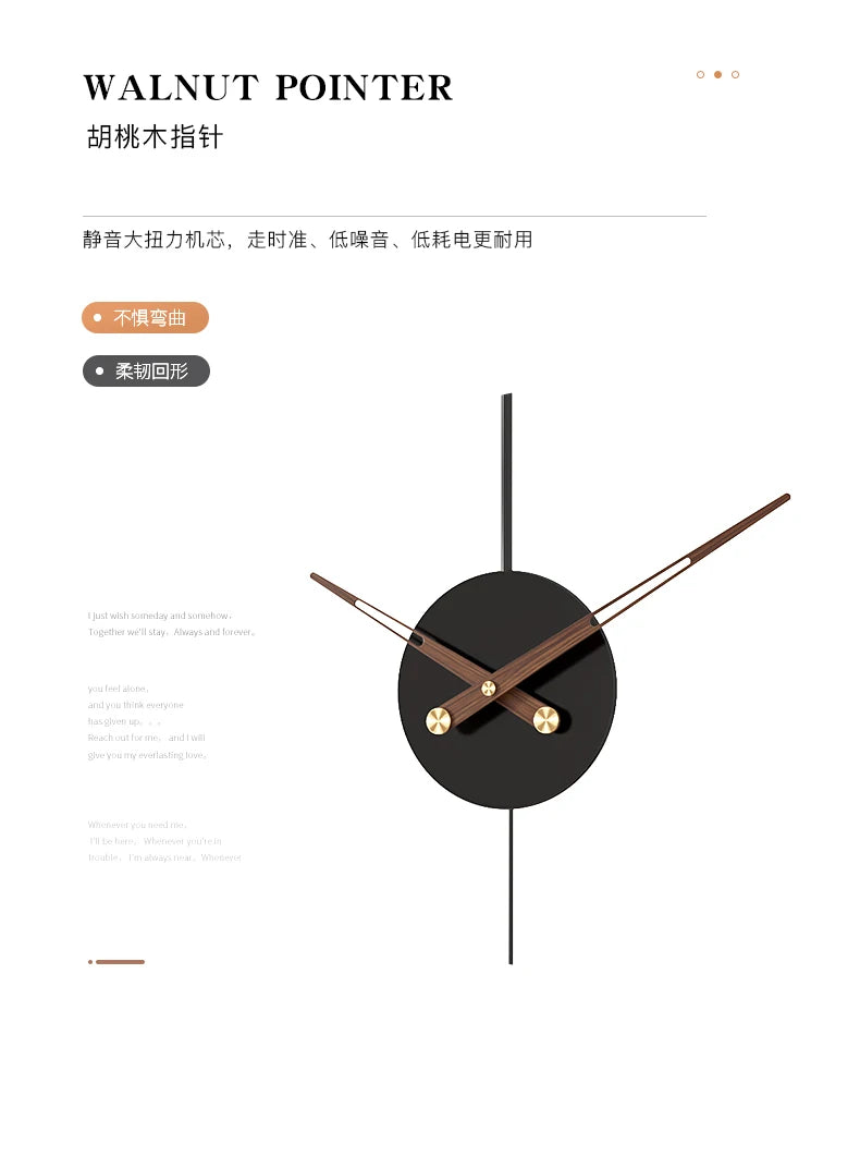 Spanish Minimalist Metal Wall Clock No Drill Installation Modern Industrial Style Large Silent Quartz Clock for Living Room