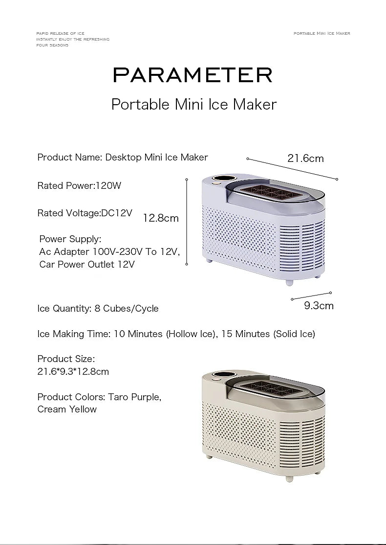 Portable Small Ice Maker Mini Convenient Home Dormitory Office Camping Car Cube Ice Automatic Ice Making Box ice machine 220V