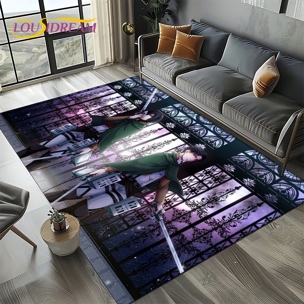 2025 Attack on Titan Eren Anime Cartoon Carpet Rug for Bedroom Living Room Home Sofa Decoration,kids Play Decor Floor Mat Gift