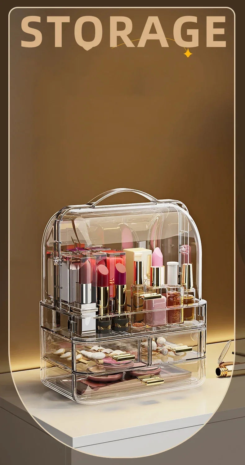 25 Transparent Lipstick Holder With Lid Lip Gloss Storage Stand Small Makeup Organzier With Handle Cosmetics Storage Display Box