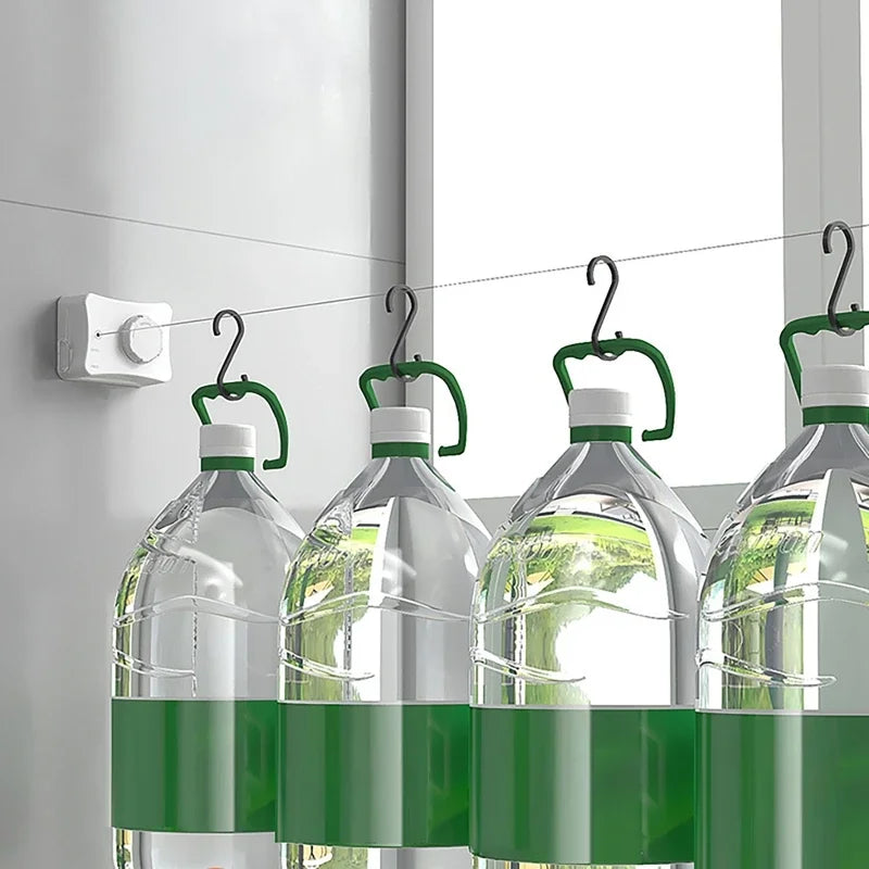 Retractable Clothes Line Dryer Home Laundry Hanger Punch-free 20kg Load-bearing Telescopic Steel Wire Clothesline Wire Rope Rack
