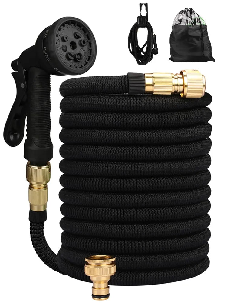 Expandable Garden Hose 25ft–150ft with Nozzle Lightweight, no-kink, durable flexible hose expands when filled, shrinks for easy storage.
Perfect for car washing, garden watering, patio cleaning.