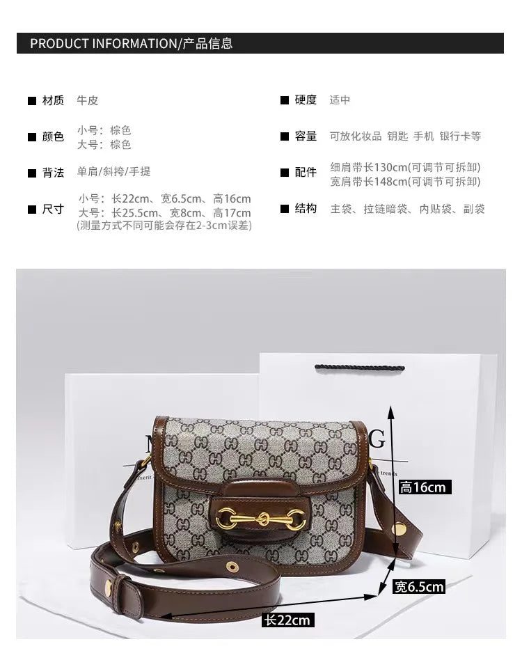 Ladies Genuine Leather Saddle Bag Versatile Crossbody Trendy underarm and single-shoulder design with a sleek, modern look. Compact, stylish, and perfect for everyday fashion.