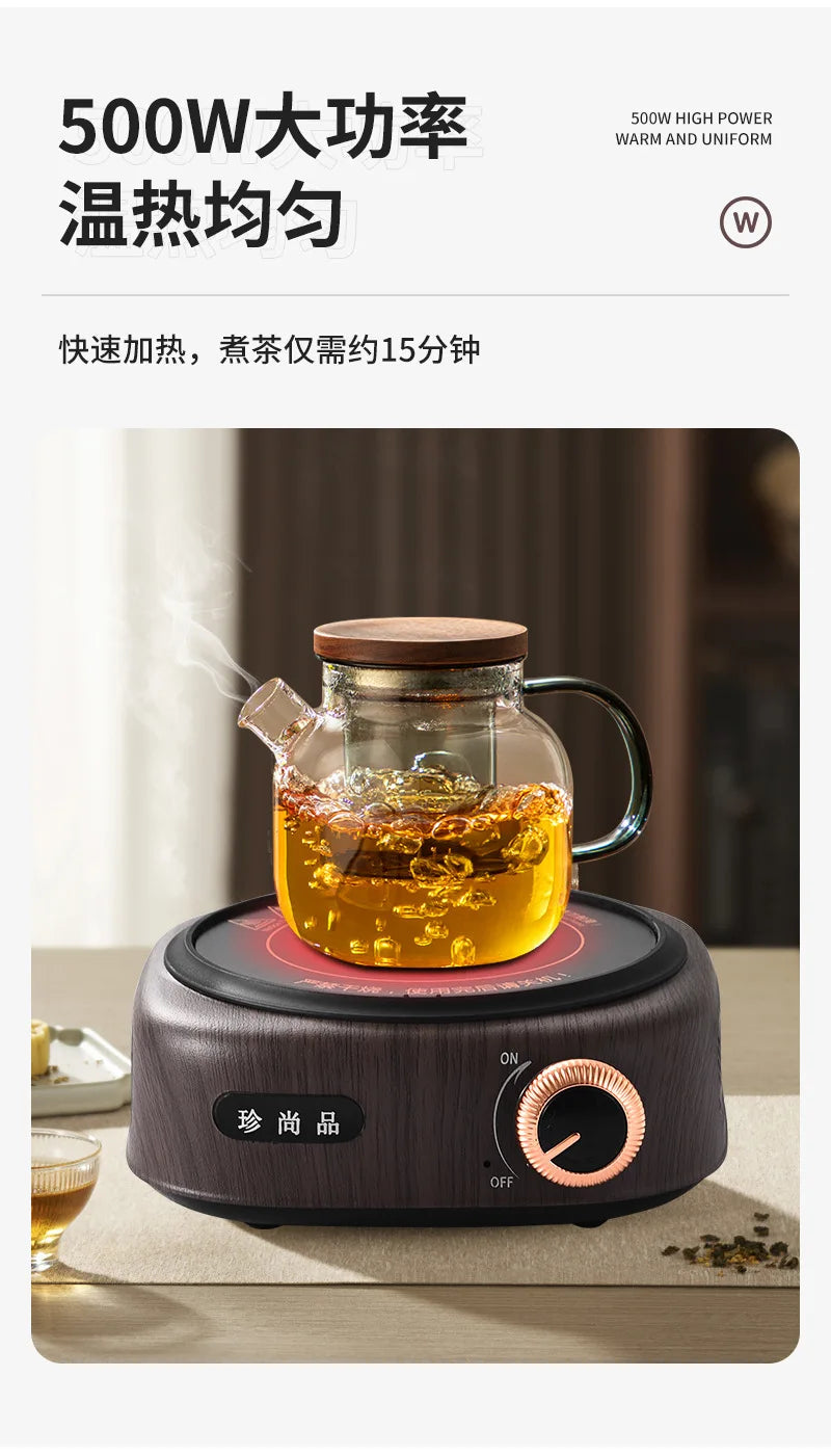 New Electric Ceramic Stove with Right Side Knob Indoor Tea Kettle Home Use Tea Boiler Small Electric Kettle Quiet Tea Stove