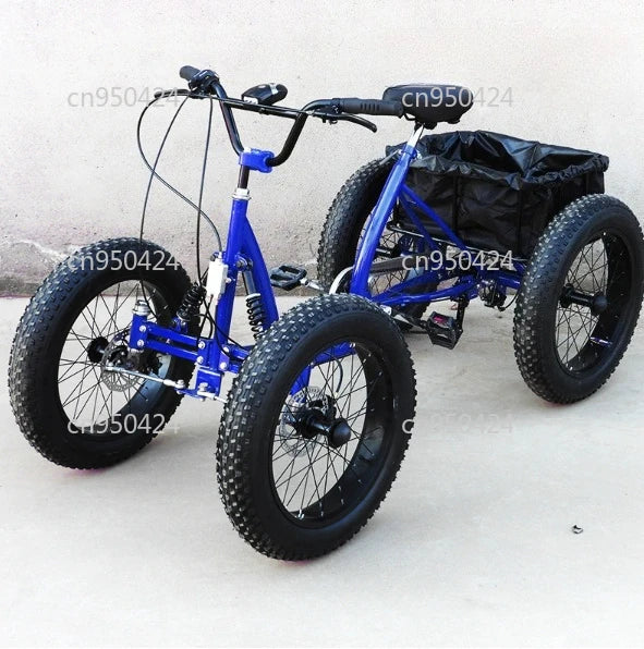 20inch cargo bike fat tire 4 wheel bicycle pedal four wheeler can be used as cargo for city travel with storage basket bicicleta