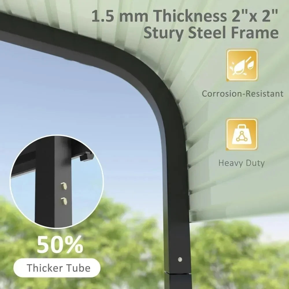 10x15 Metal Carport with Reinforced Base, Heavy Duty Garage, Outdoor Galvanized Carport for Cars, Boats and Trucks