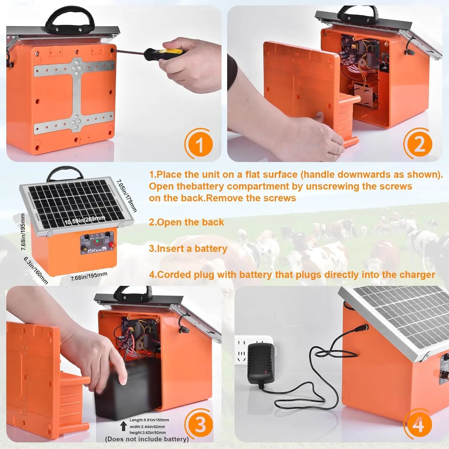 32KM Solar  Electric Fence 9.5KV Electric Shepherd with Battery Controller for Horses 0.5J for Breeding Shephed for Farm Grazing