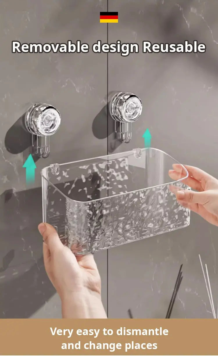 Large Capacity Light Luxury Style Glacier Pattern Suction Cup Shelf with Strong Load-bearing For Home Bathroom