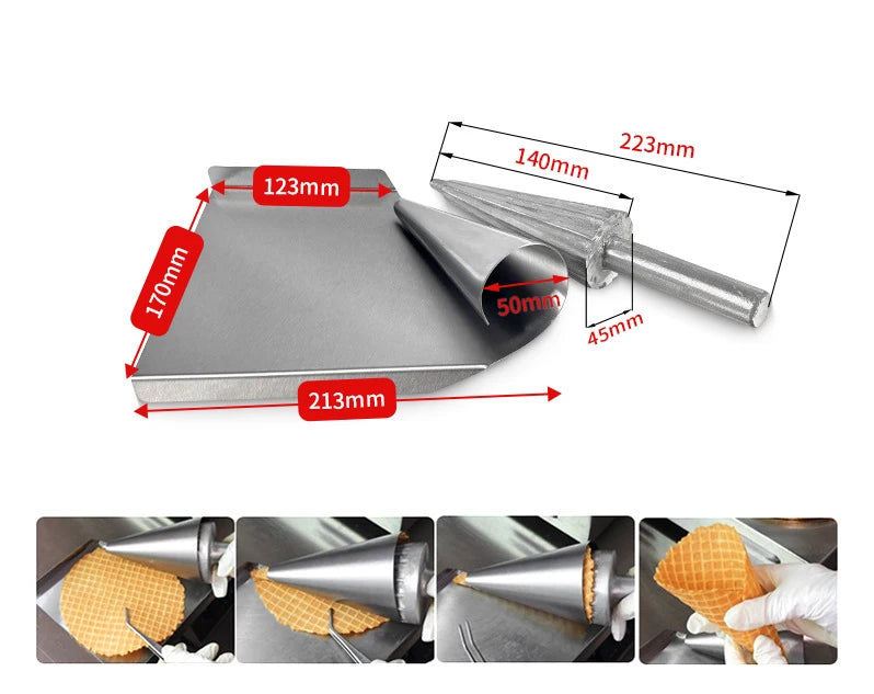 Small / Big Ice Cream Cone Maker Crispy Waffle Cone Gelato Cone Mold Ice Cream Cone Making Machine