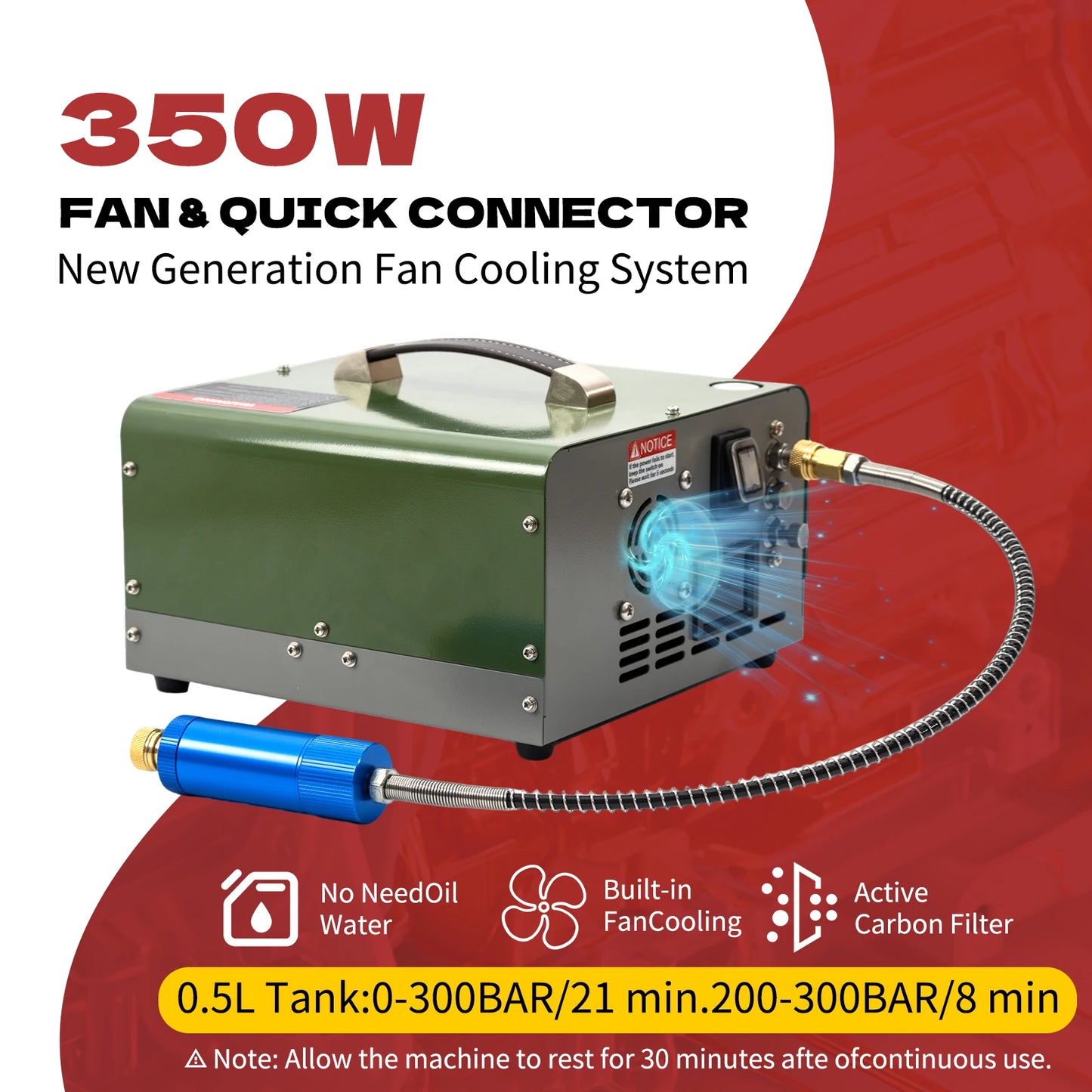 LIDACA 4500Psi 300bar Pcp Compressor 110V 220V Transformer 12v 30Mpa Shooting Air Gun Pump Scuba Diving built-in power supply