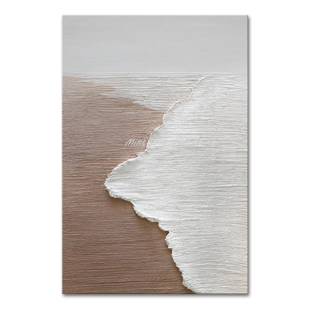 Mintura,Nordic Hand-painted Oil Painting on Canvas,Abstract Seaside Landscape Wall Art Poster,Living Room Office Home Deco Mural