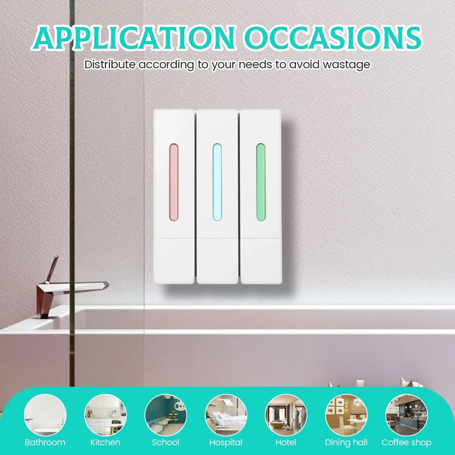 400ML Soap Dispenser Wall Mounted 3 Chamber Shower Soap Dispenser Adhesive Shampoo Conditioner Dispenser Bathroom Accessories