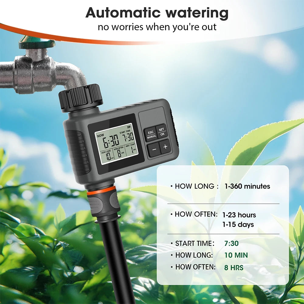 Garden Programmable Timer Misting Cooling System 360° Free-bend Misting Nozzle Adjustable Atomizer Sprayer Outdoor Watering Kits