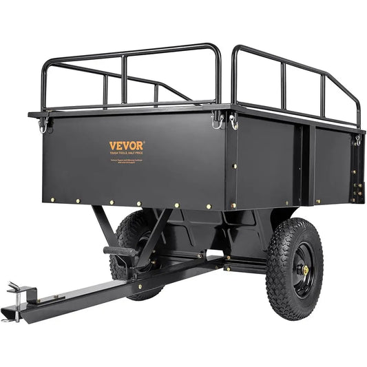 Sturdy Steel Dump Cart Trailer, 750 lbs Capacity, 15 Cubic Feet, Utility Yard Trailer with Removable Sides for Lawn Mowers and T