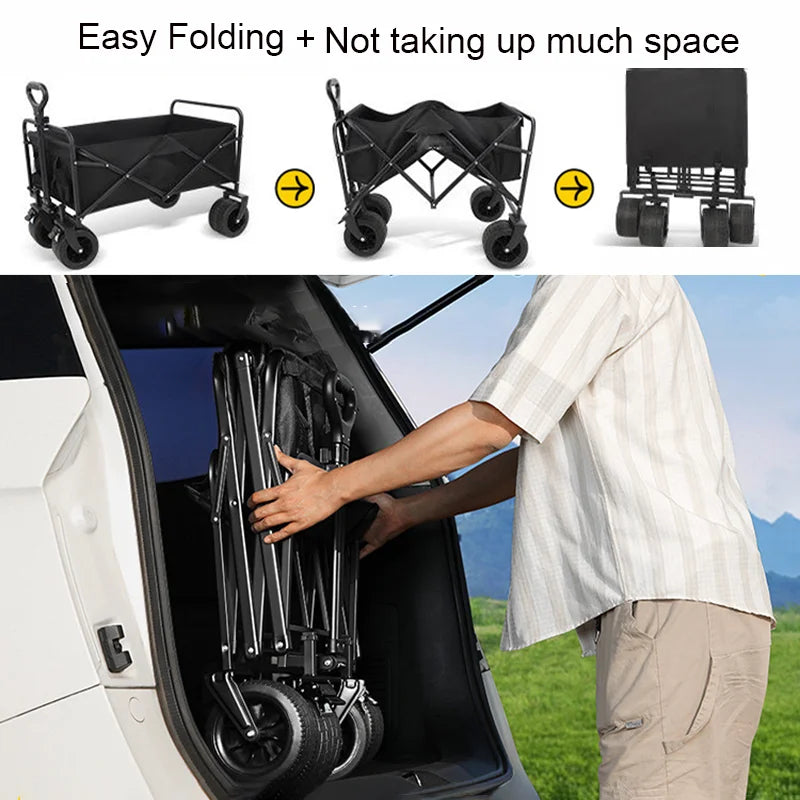 Foldable Garden Trolley Handcart Cart Tool Transport With 4 Wheels For Camping Beach Garden Shopping Outputs Load 80-150 kg Size