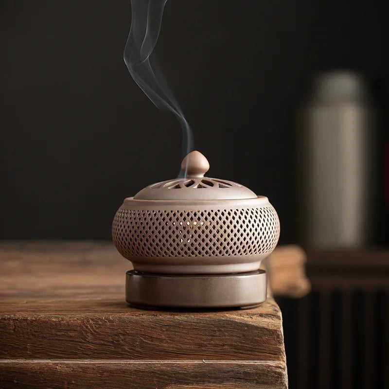 Sandalwood Timed Electronic Incense Burner Set 110V/220V OUD Essential Oil Night Light Household Tea Warmer Stove for Home Decor
