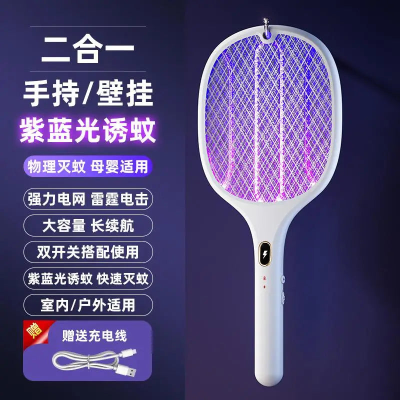Multi Functional Bug Zapper Racket Usb Rechargeable Mosquito Killer Safe 3 In 1 Electric Mosquito Swatter Pest Control Supplies