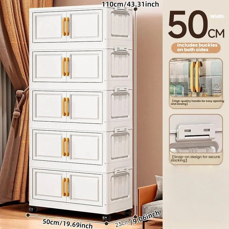 Double-door living room storage cabinet, folding floor-standing storage box, no installation required, simple storage cabinet