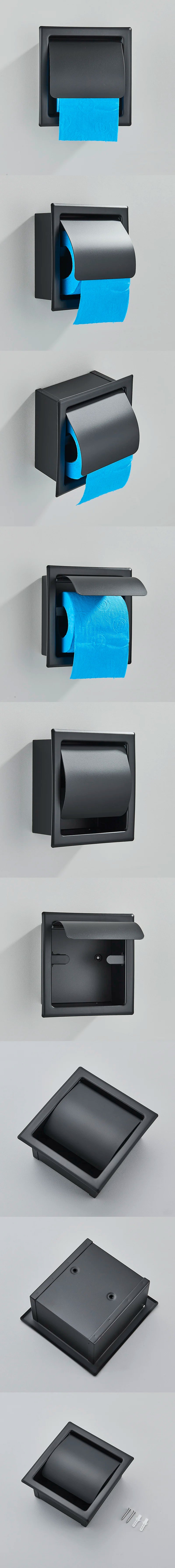 Bathroom Toilet Paper Holder 304 Stainless Steel Waterproof Roll Paper Box Black Tissue Box Holder Bathroom Hardware Accessories