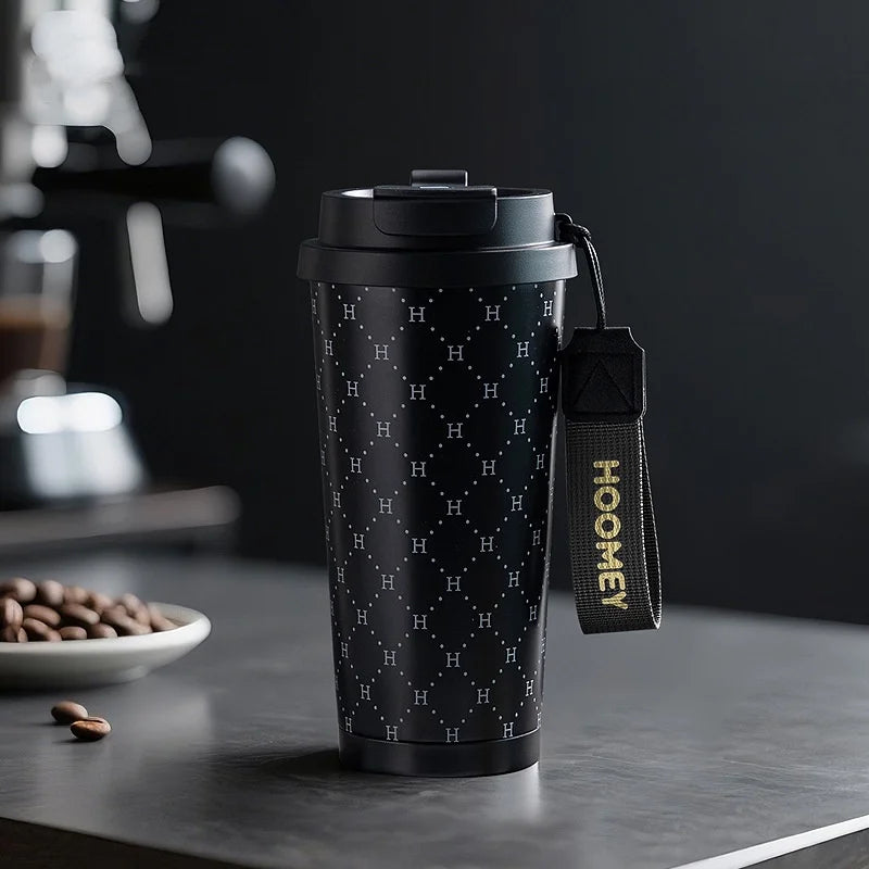Insulated Coffee Mug with Ceramic Coating Travel Mug with Leak-proof Straw Lid Vacuum Double-wall Tumbler Thermal Cup Keep Cold
