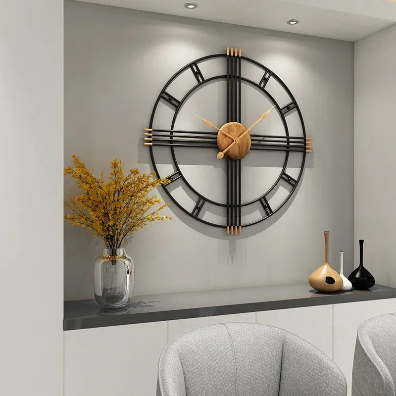 80cm Simple wall clock European style wrought iron  living room clocks creative fashion mute home modern decorative clock