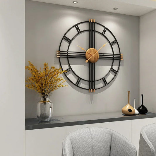80cm Simple wall clock European style wrought iron  living room clocks creative fashion mute home modern decorative clock