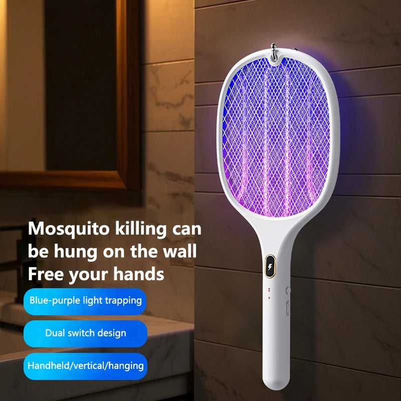 Multi Functional Bug Zapper Racket Usb Rechargeable Mosquito Killer Safe 3 In 1 Electric Mosquito Swatter Pest Control Supplies