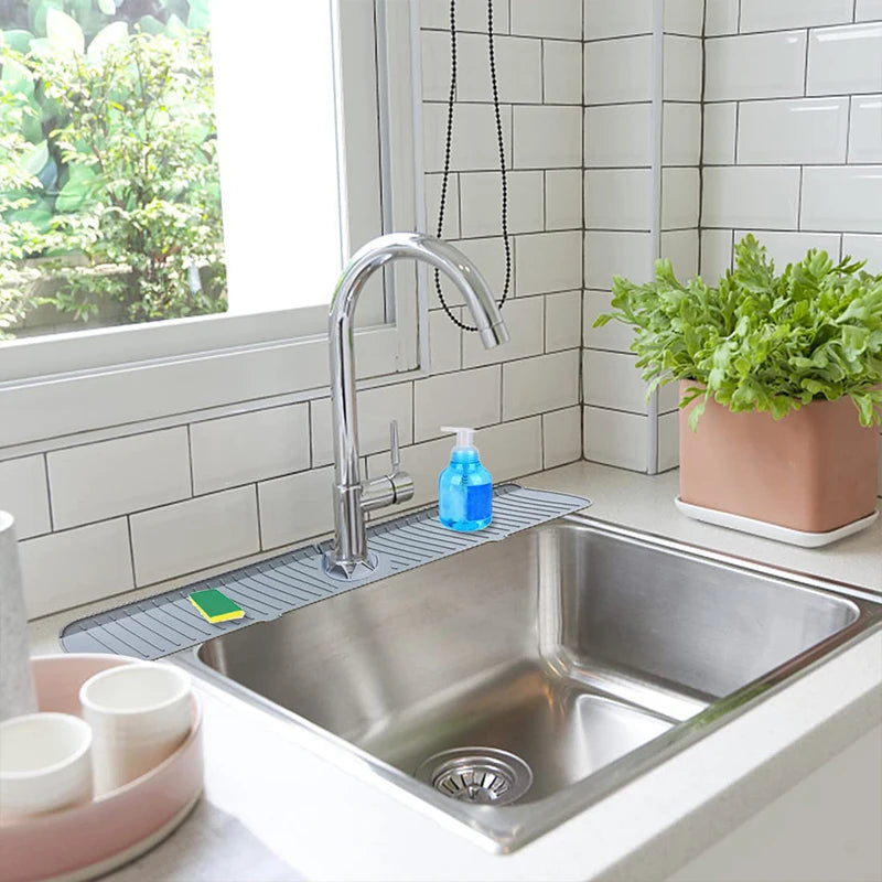 Silicone Faucet Drain Pad Kitchen Household Anti-Splash Non-Slip Faucet Pad Dry Foldable Washing Countertop Soap Non-Slip Pad