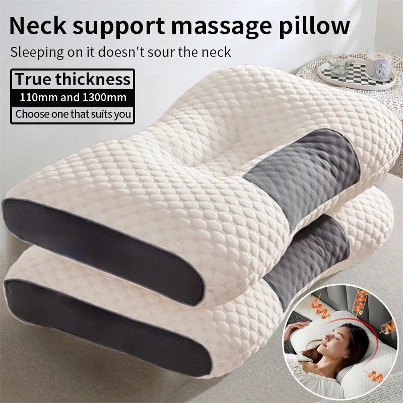 2PC Almohada Neck Pillow Help Sleep Protect The Neck Cervical Orthopedic Soybean Fiber Massage Household SPA Pillow For Sleeping