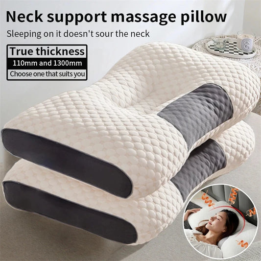 2PC Almohada Neck Pillow Help Sleep Protect The Neck Cervical Orthopedic Soybean Fiber Massage Household SPA Pillow For Sleeping