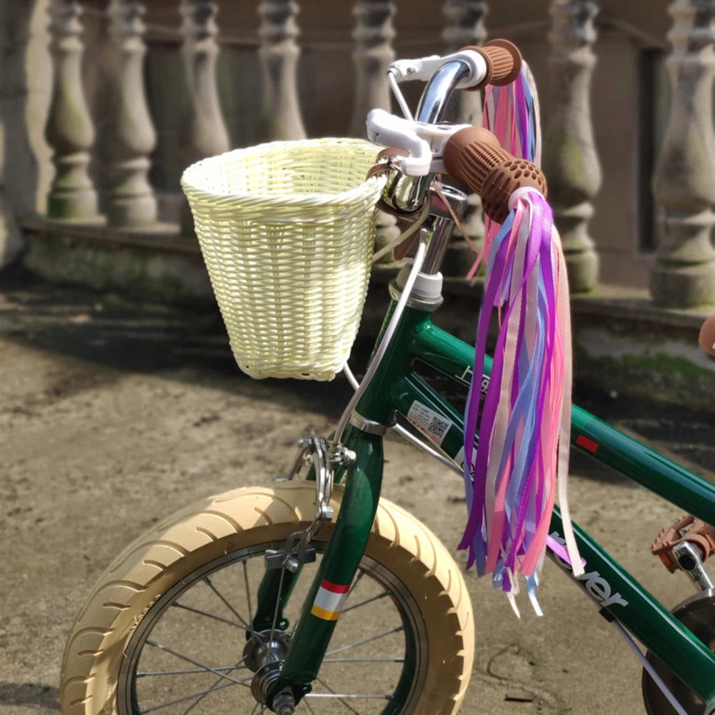 Kids Bike Basket Cycling Handlebar Pouch Bicycle Wicker Baskets Child Scooter Front Storage Basket Children Bike Carrier Bags