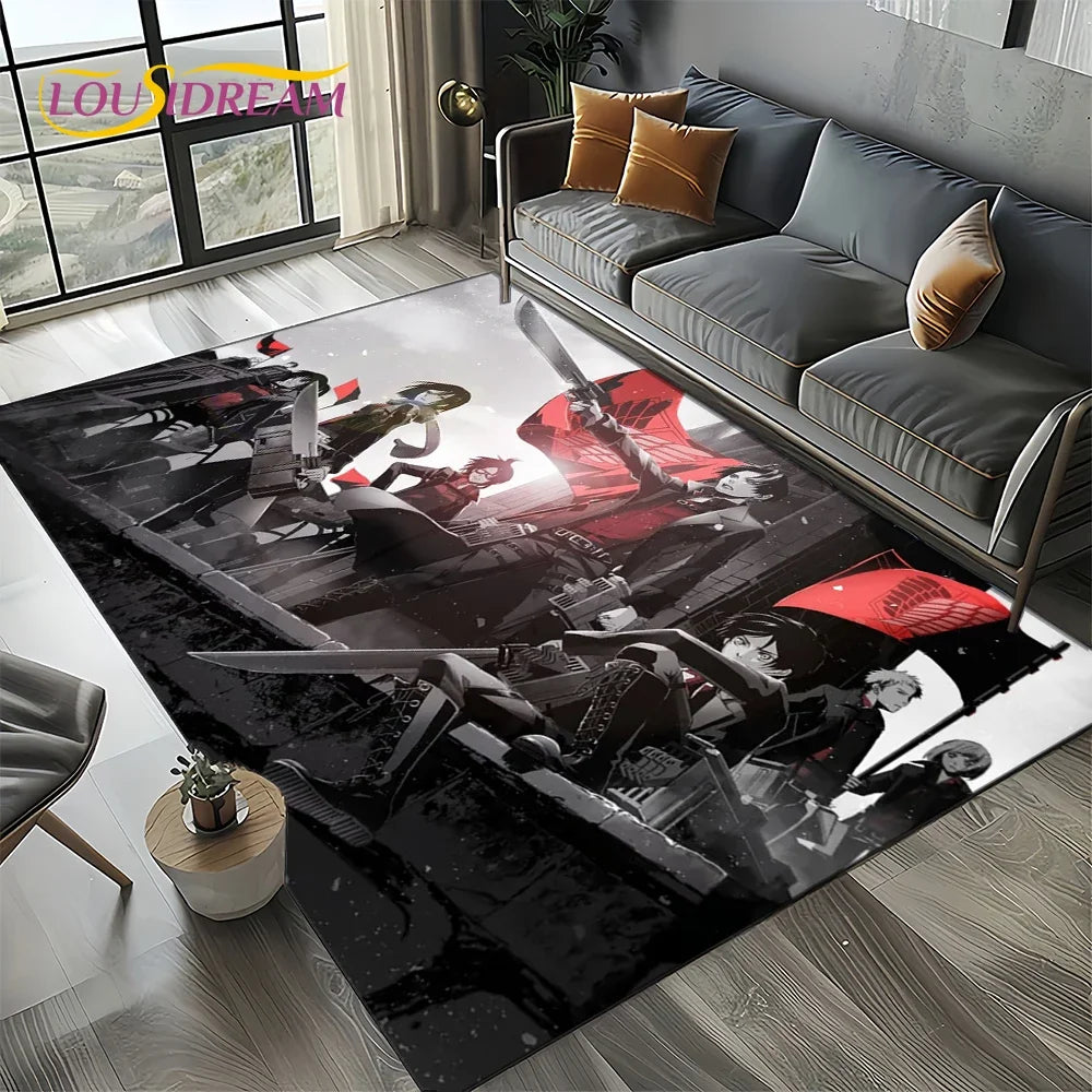 2025 Attack on Titan Eren Anime Cartoon Carpet Rug for Bedroom Living Room Home Sofa Decoration,kids Play Decor Floor Mat Gift