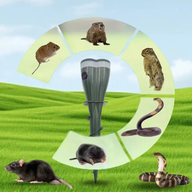 For Lawns Gopher Screw Repeller Solar Powered Outdoor Groundhog Deterrent Vibration Stakes